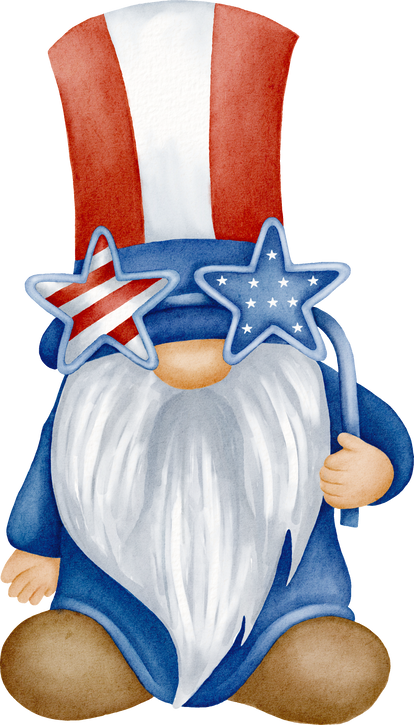 Patriotic gnome with watercolor